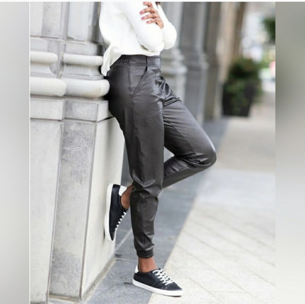 Spanx Black Faux Leather Joggers - Picture 11 of 11